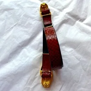 Vtg Hattie Carnegie Alligator Leather Belt Vintage GALANOS Embossed Leather Snake Skin Patter 60s RED  main image 3
